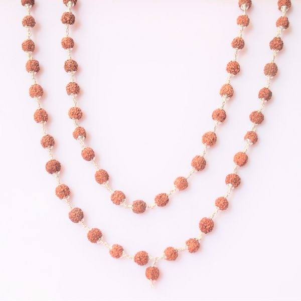 6mm 5 mukhi silver mala