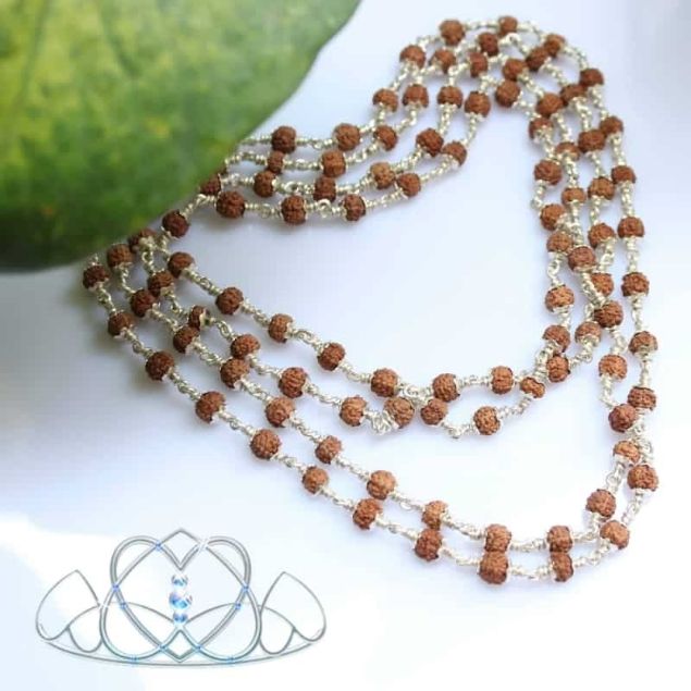 5 mukhi Silver Rudraksha mala indonesian