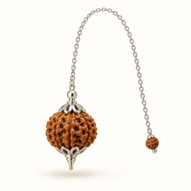 rudraksha dowsing pendulum with head, cap and chain