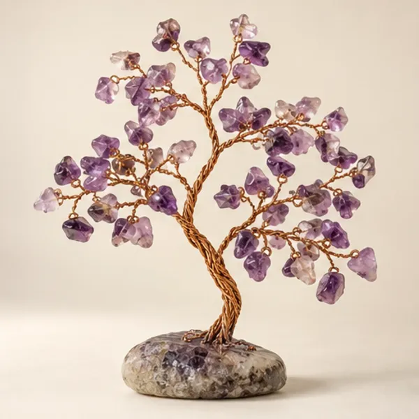 Amethyst Gemstone Tree, full view including its base