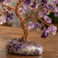 Amethyst Gemstone Tree chip and wire branch detail
