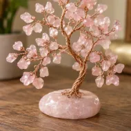 Rose Quartz Gemstone Tree chip and wire branch detail