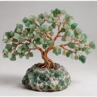 Green Aventurine Gemstone Tree, full view including its base