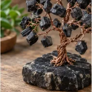 Black Tourmaline Gemstone Tree chip and wire branch detail
