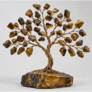 Tiger Eye Gemstone Tree, full view including its base