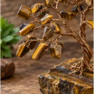 Tiger Eye Gemstone Tree chip and wire branch detail