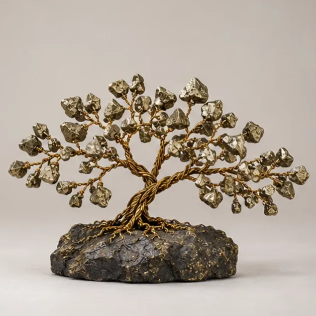 Pyrite Gemstone Tree, full view including its base