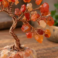 Carnelian Gemstone Tree chip and wire branch detail
