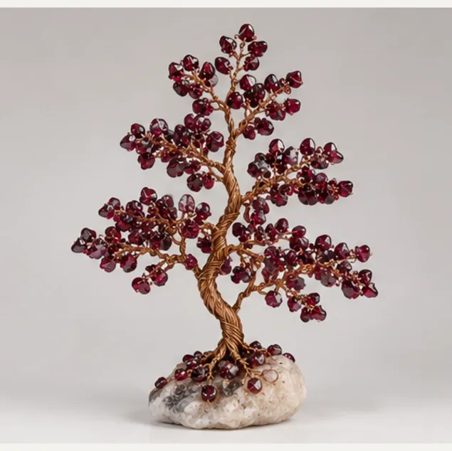 Garnet Gemstone Tree, full view including its base