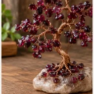 Garnet Gemstone Tree chip and wire branch detail
