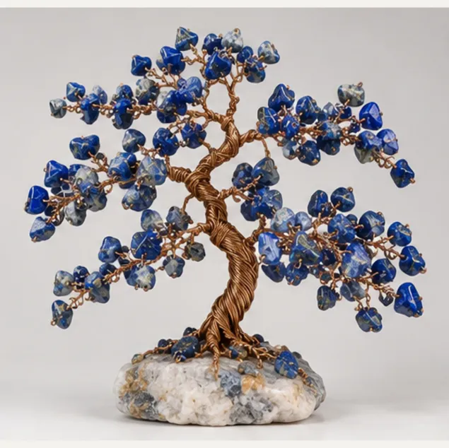 Lapis Lazuli Gemstone Tree, full view including its base