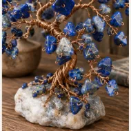 Lapis Lazuli Gemstone Tree chip and wire branch detail