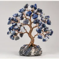 Sodalite Gemstone Tree, full view including its base