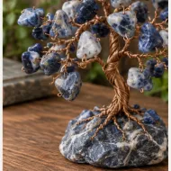 Sodalite Gemstone Tree chip and wire branch detail