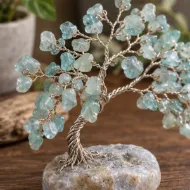 Aquamarine Gemstone Tree chip and wire branch detail