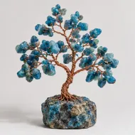 Blue Apatite Gemstone Tree, full view including its base