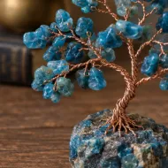Blue Apatite Gemstone Tree chip and wire branch detail
