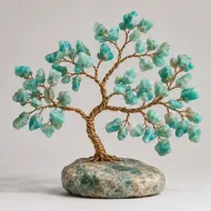 Amazonite Gemstone Tree, full view including its base