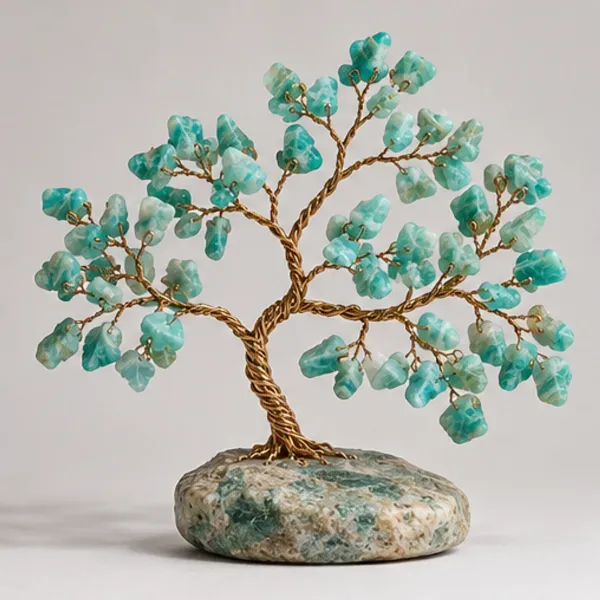 Amazonite Gemstone Tree, full view including its base