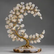 Moonstone Gemstone Tree, full view including its base