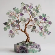 Fluorite Gemstone Tree, full view including its base