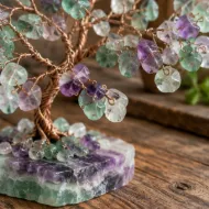 Fluorite Gemstone Tree chip and wire branch detail