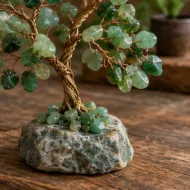 Green Jade Gemstone Tree chip and wire branch detail