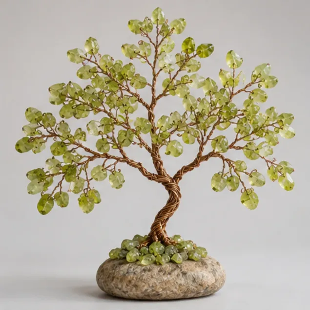 Peridot Gemstone Tree, full view including its base