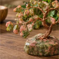 Unakite Gemstone Tree chip and wire branch detail