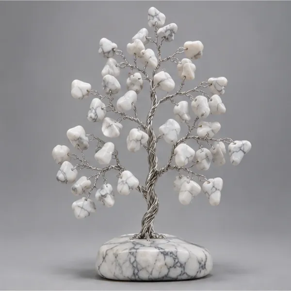 Howlite Gemstone Tree, full view including its base