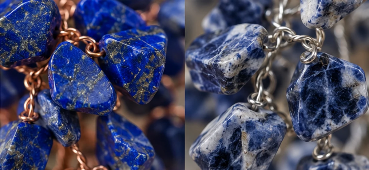 Blue chip close-ups with different pale markings