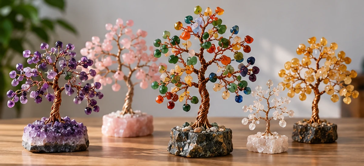 Gemstone-chip trees in purple, pink, yellow and mixed colours