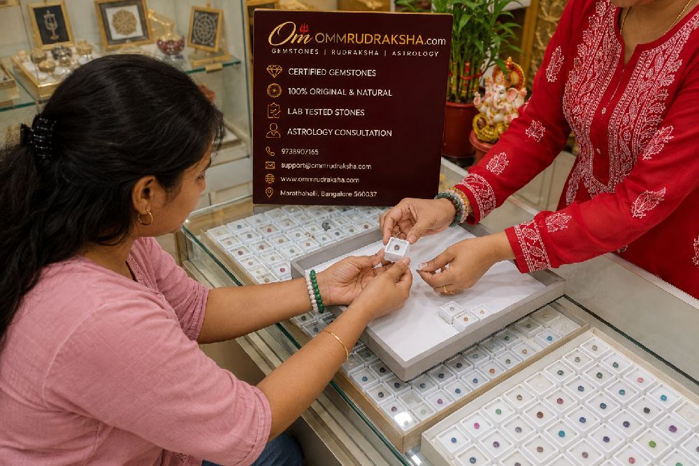 Customer browsing gemstones in Bangalore