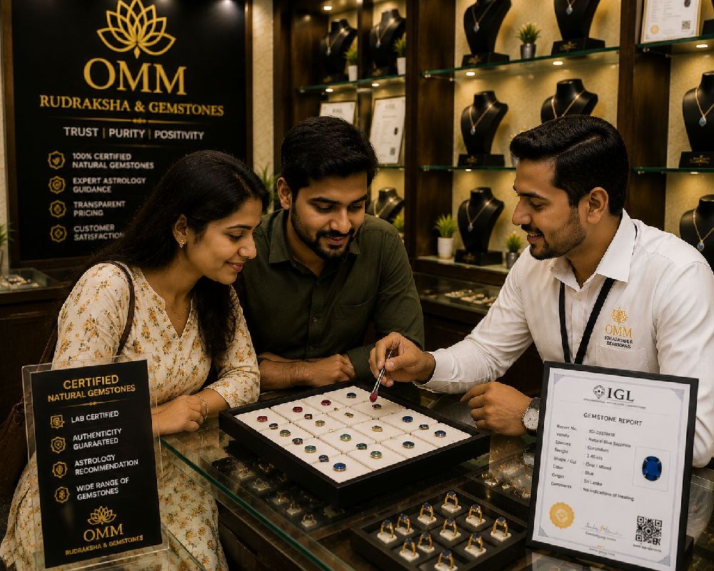 Customer buying certified gemstones near Whitefield