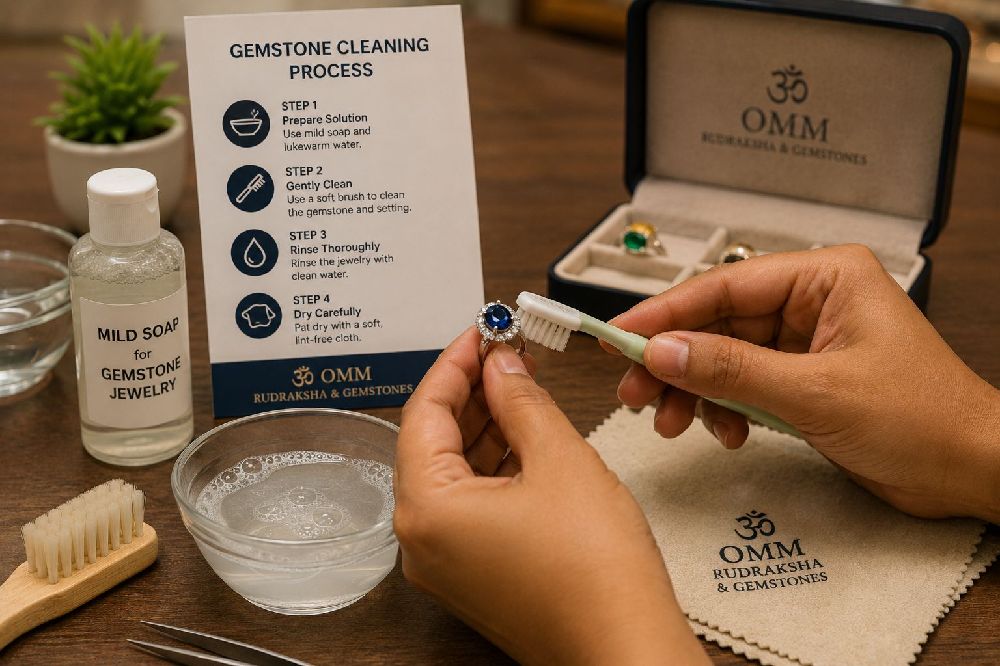 Customer cleaning gemstone ring and jewelry