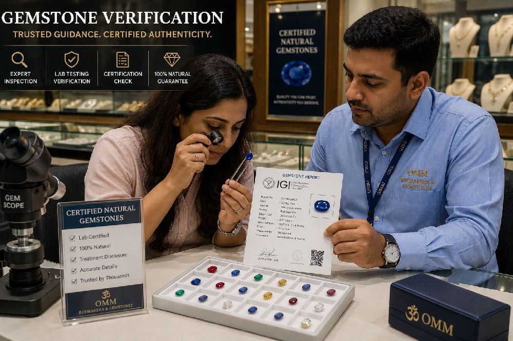 Customer verifying gemstone authenticity in Bangalore