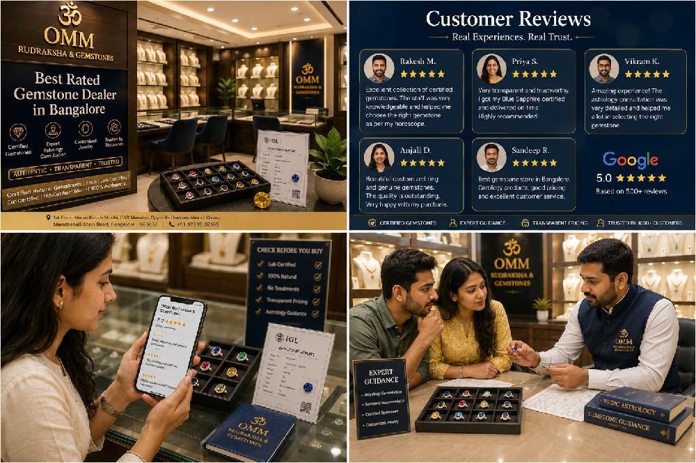 Customer selecting gemstones based on reviews in Bangalore