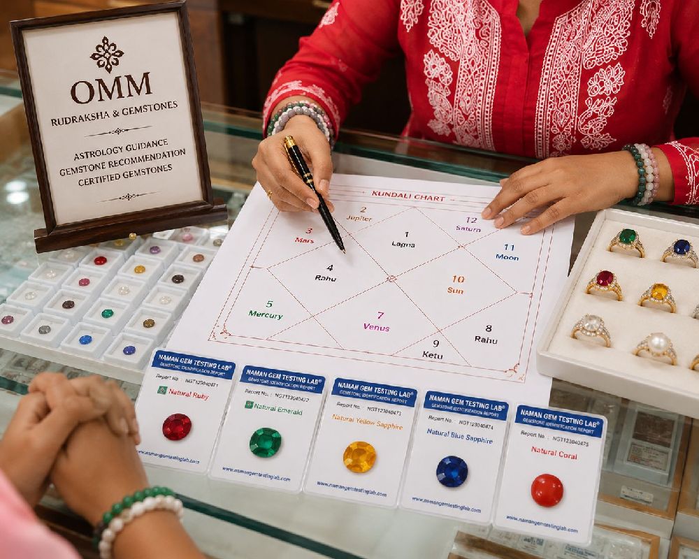 Astrology chart during gemstone consultation