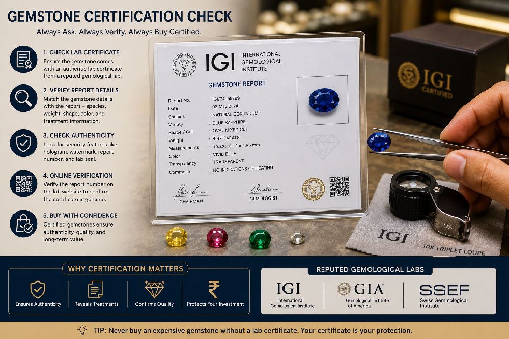 Checking gemstone certification and authenticity