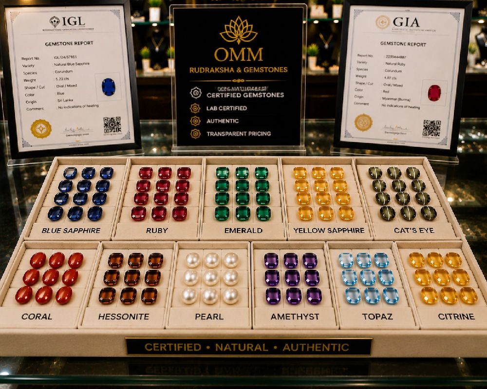 Certified gemstone with pricing and lab report