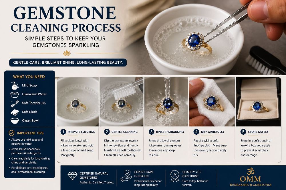 Cleaning process for gemstone jewelry