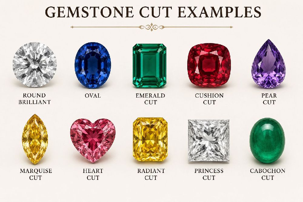 Examples of gemstone cuts and shapes