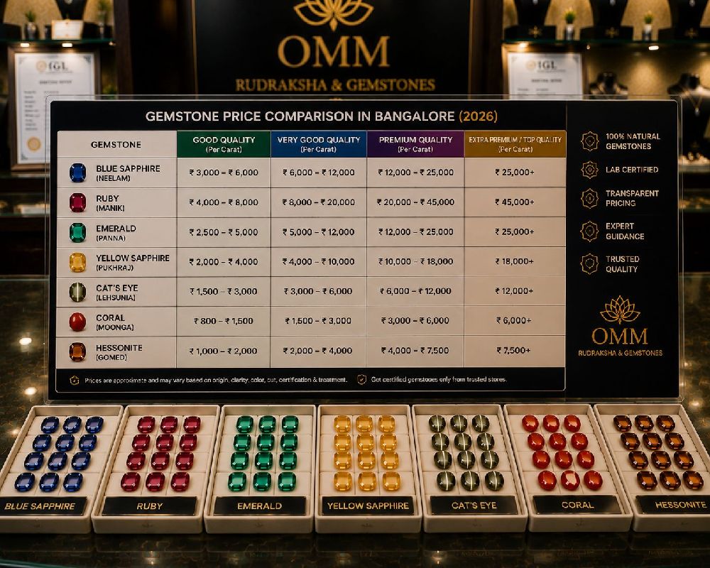 Gemstone price comparison display