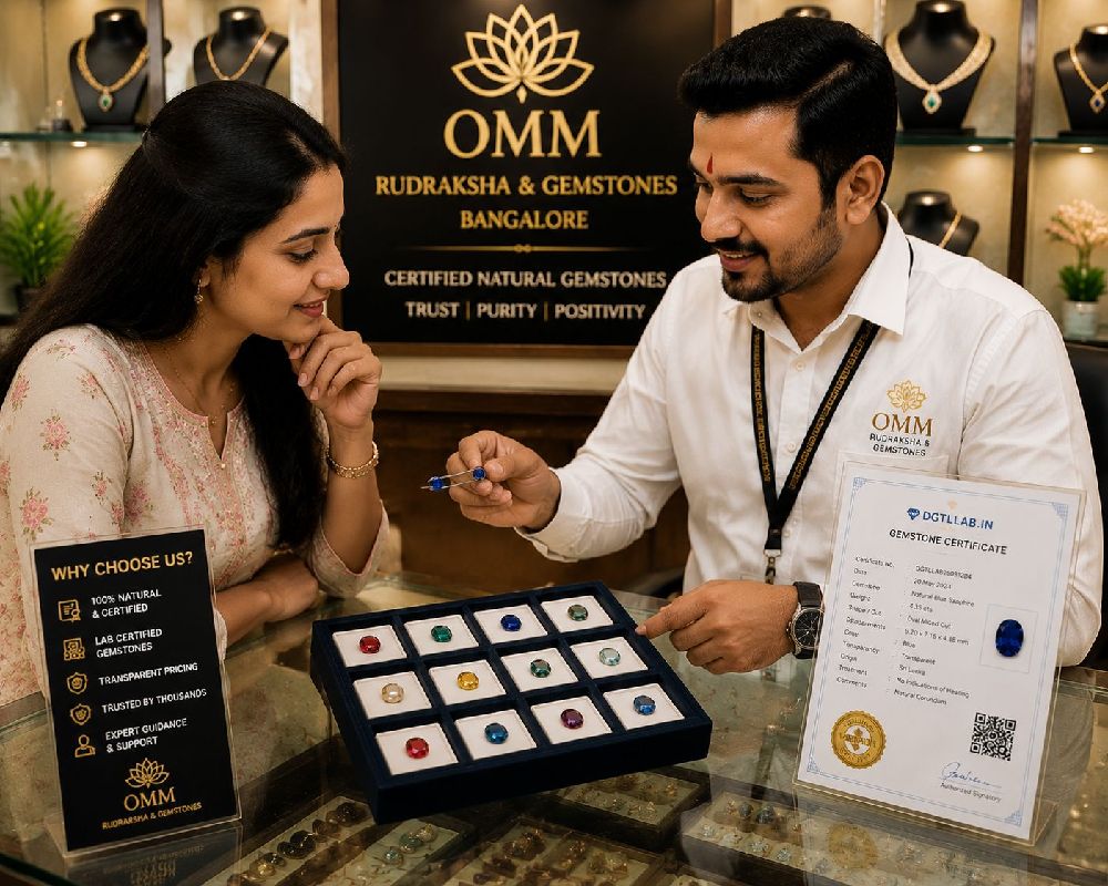 Customer exploring gemstone promotional offers in Bangalore