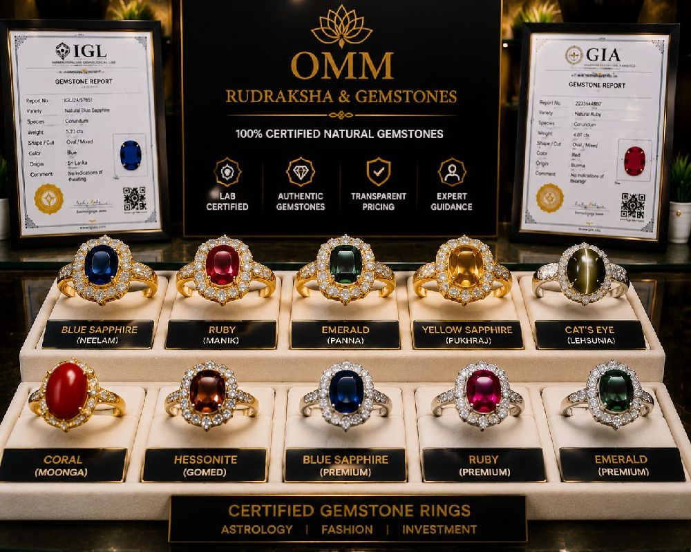 Gemstone rings with certified natural stones