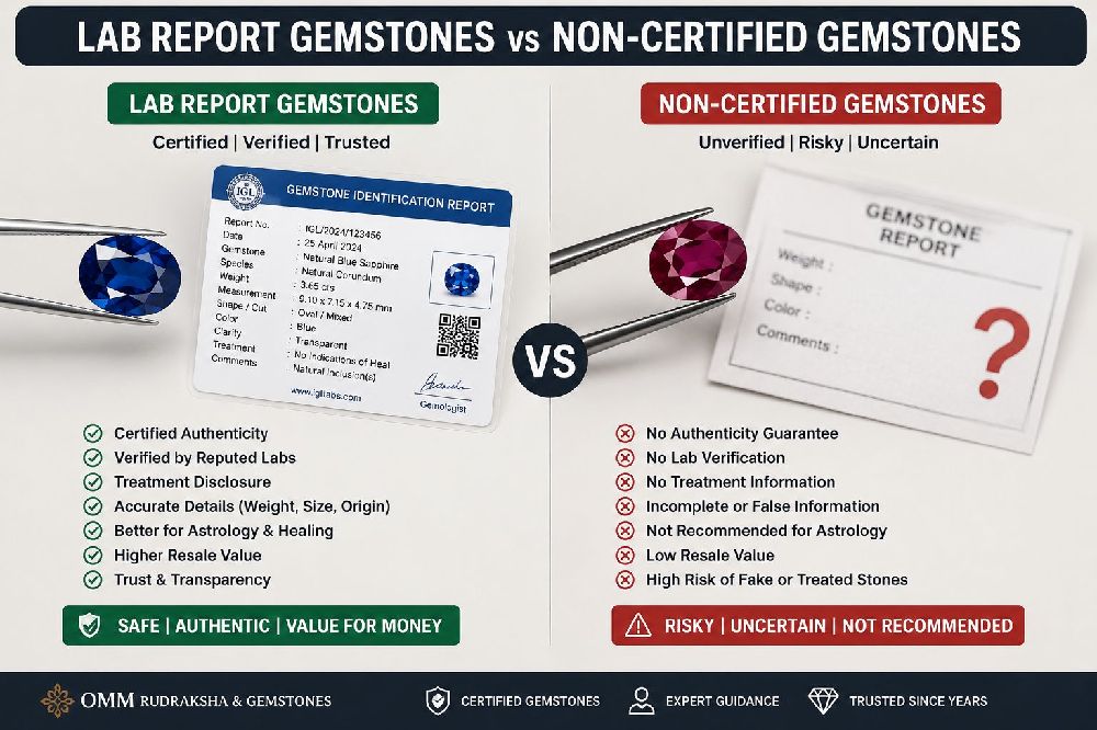 Lab report gemstone vs non-certified gemstone comparison