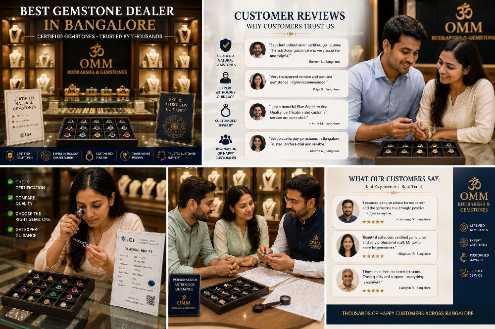 Staff assisting gemstone customers in Bangalore