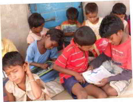 children studying in a school