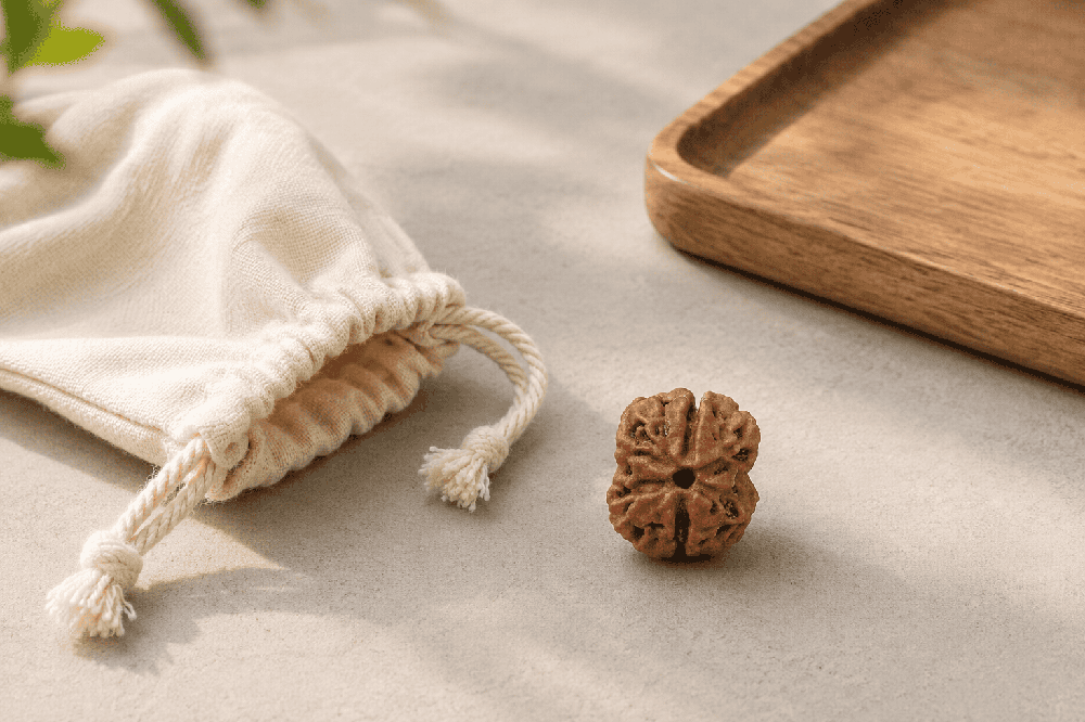 Natural Rudraksha bead shown in a practical buyer-selection composition